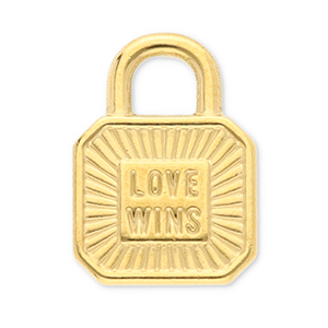 Breloques en acier Inox fermoir "love wins" Dor&eacute;
