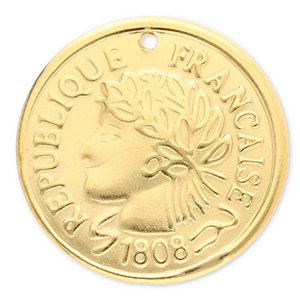 Breloques en acier Inox monnaie Dor&eacute;