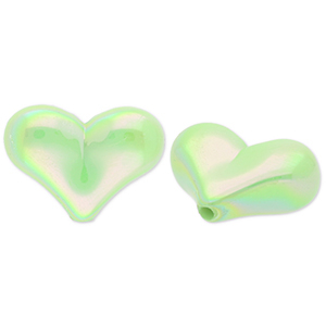 Perles acryliques c&oelig;ur Vert-AB coating