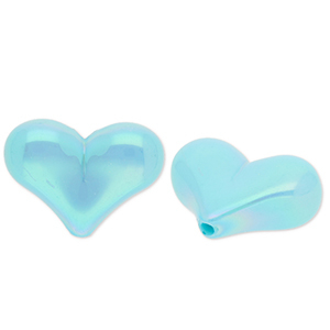 Perles acryliques c&oelig;ur Bleu-AB coating