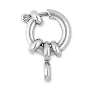 Appr&ecirc;ts en acier inox fermoir bou&eacute;e 10 mm avec anneau Argent&eacute;