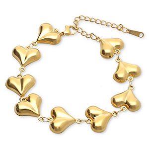 Bracelets en acier Inox c&oelig;urs Dor&eacute;