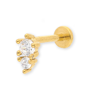 Piercing d&rsquo;oreilles en acier Inox avec strass Dor&eacute;-cristal