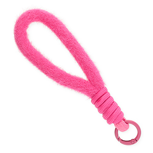 Cordon t&eacute;l&eacute;phonique tendance peluche Rose fonc&eacute;