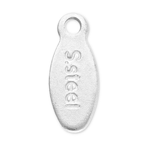 Appr&ecirc;ts en acier Inox b&eacute;li&egrave;re breloque d&rsquo;extr&eacute;mit&eacute; "S.steel" Argent&eacute;