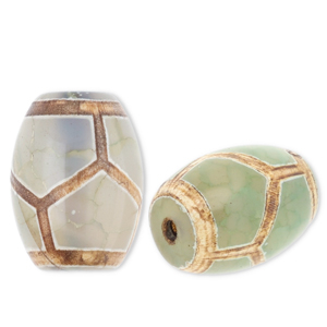 Perles en pierre naturelle Calc&eacute;doine tube Vert-beige-marron