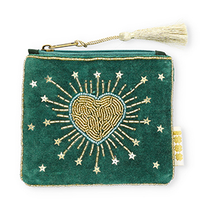 BY31&reg; Trousse c&oelig;ur avec &eacute;toiles Vert fonce-bleu clair-dor&eacute;