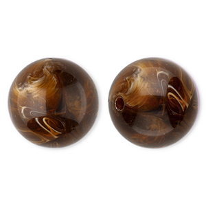 Perles acryliques 20 mm rond Marron-marbr&eacute;
