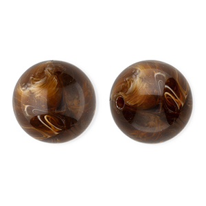 Perles acryliques 16 mm rond Marron-marbr&eacute;