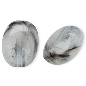 Perles acryliques ovale Gris-marbr&eacute;