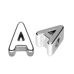 Perles acryliques alphabet lettre A Argent&eacute;