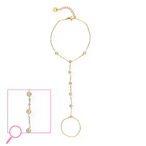 Bracelets en acier Inox Dor&eacute;-cristal