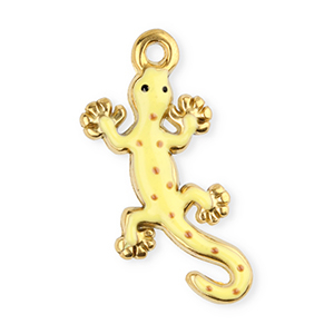 Breloques en acier Inox salamandre Dor&eacute;-jaune-marron