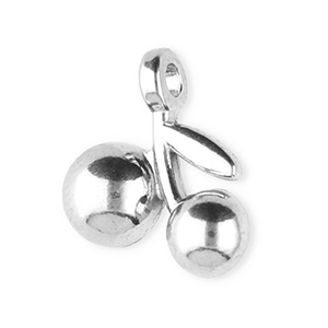 Breloques en acier Inox cerises Argent&eacute;