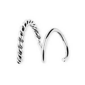 BY31&reg; Boucles d'oreilles en acier Inox en spirale, double faux percing, sans fermoir torsad&eacute; Argent&eacute;