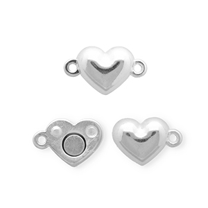 Appr&ecirc;ts en m&eacute;tal DQ&reg; fermoir aimant&eacute; coeur Argent&eacute; antique (sans nickel)