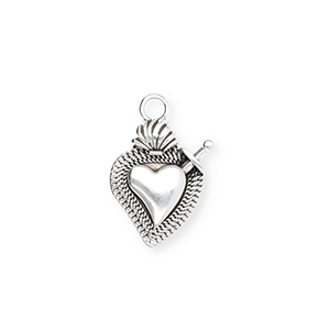 Breloques en m&eacute;tal DQ&reg; coeur Argent&eacute; antique (sans nickel)