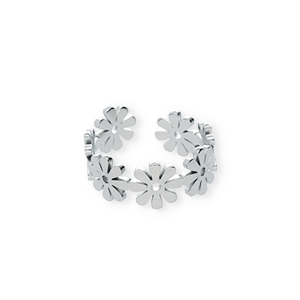 Bagues en acier Inox fleur Argent&eacute;