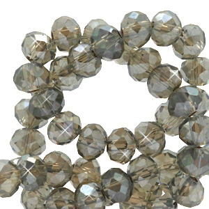 Perles &agrave; facettes 4x3mm disque Heishi Rose greige-pearl shine coating