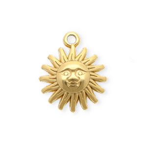 Breloques en acier Inox soleil Dor&eacute;