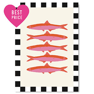 BY31&reg; Cartes &agrave; bijoux poisson Noir-blanc-rose-rouge