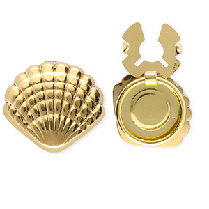 Cache-boutons en acier Inox coquillage Dor&eacute;