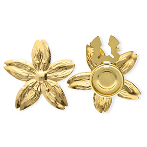 Cache-boutons en acier Inox fleur Dor&eacute;