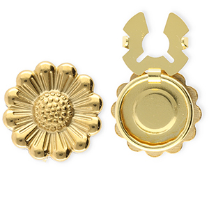Cache-boutons en acier Inox fleur Dor&eacute;