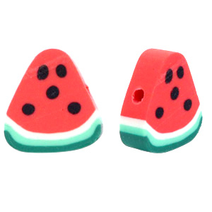 Perles en polym&egrave;re past&egrave;que Rouge-vert