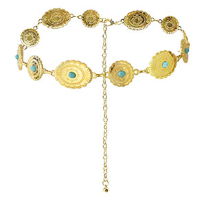 Cha&icirc;nes de taille boh&egrave;me Dor&eacute;-turquoise