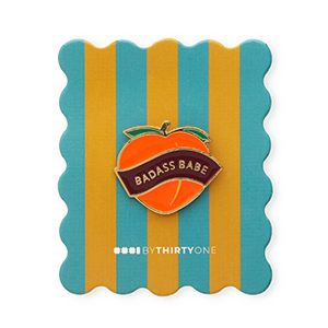 BY31&reg; Pin "Badass babe" sur la carte Bleu sarcelle-orange br&ucirc;l&eacute;e-rose saumon-bordeaux-dor&eacute;