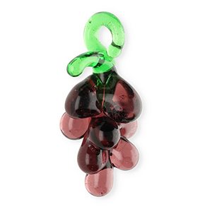 Breloques en verre &agrave; la main raisins Rouge vin de baies transparent-vert transparent
