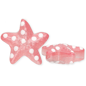 Perles en verre &agrave; la main &eacute;toile de mer Rose corail transparent-blanc