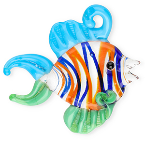 Breloques en verre peintes &agrave; la main poisson Transparent-blu-vert-orange