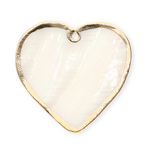 Pendentifs coquillage specials c&oelig;ur Blanc-dor&eacute;