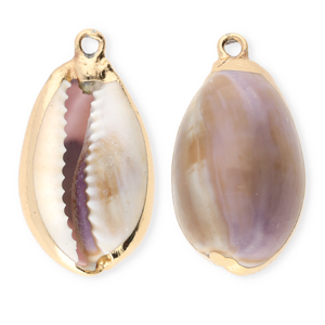 Pendentifs coquillage specials cauri Violet-marron-dor&eacute;