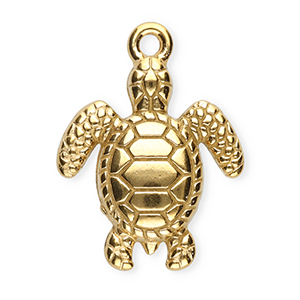Breloques en acier Inox tortue Dor&eacute;
