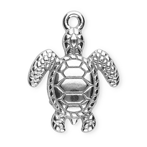 Breloques en acier Inox tortue Argent&eacute;