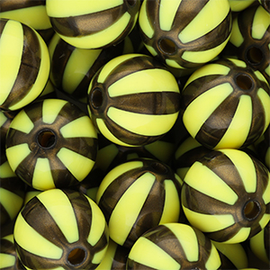 DQ&reg; Perles acryliques 16 mm avec ray&eacute;es Jaune-marron dor&eacute;
