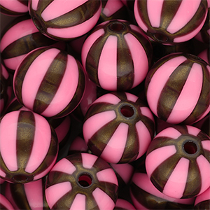 DQ&reg; Perles acryliques 16 mm avec ray&eacute;es Rose-marron dor&eacute;