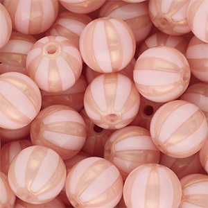 DQ&reg; Perles acryliques 12 mm avec ray&eacute;es Rose clair-rose p&ecirc;che