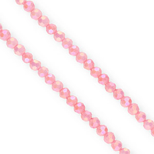 Perles &agrave; facettes rondes 4&nbsp;mm Rose-AB coating