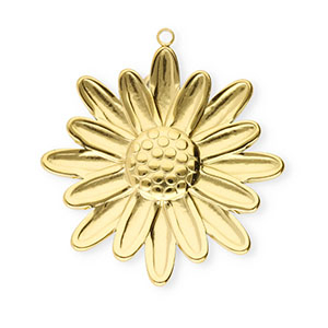 Breloques en acier Inox fleur Dor&eacute;