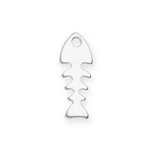 Breloques en acier Inox ar&ecirc;te de poisson Argent&eacute;