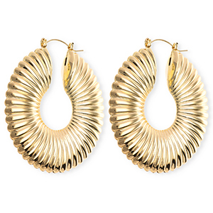 Boucles d'oreilles&nbsp;/&nbsp;cr&eacute;oles accroche-regard cercle stri&eacute; avec tige en acier inoxydable Dor&eacute;