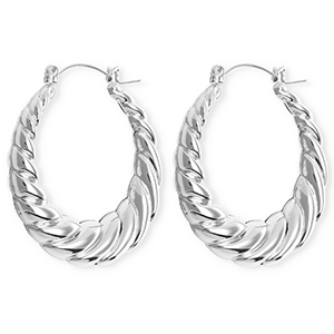 Boucles d'oreilles&nbsp;/&nbsp;cr&eacute;oles accroche-regard torsad&eacute; avec tige en acier inoxydable Argent&eacute;