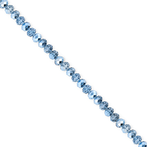 Perles &agrave; facettes 3x2&nbsp;mm disque Heishi Bleu-pearl shine coating
