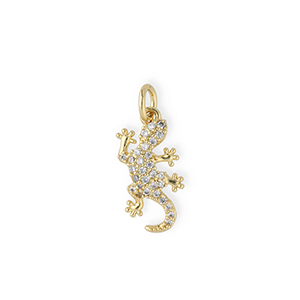 M&eacute;tal TQ laiton breloques l&eacute;zard avec strass Dor&eacute;-transparent