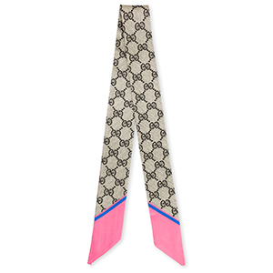Bandana foulard avec le "G" motif Rose-greige-marron fonc&eacute;