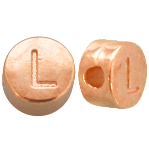 Perles alphabet en m&eacute;tal DQ lettre L Dor&eacute; ros&eacute; (sans nickel)